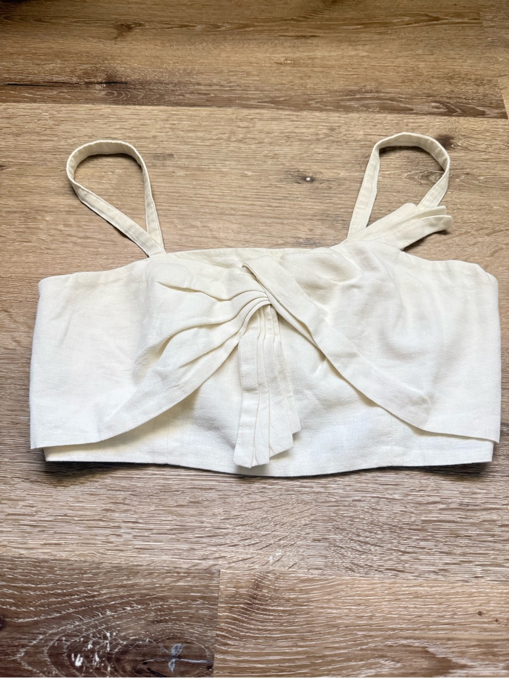 FARM Rio Cream Bow Front Cropped Camisole